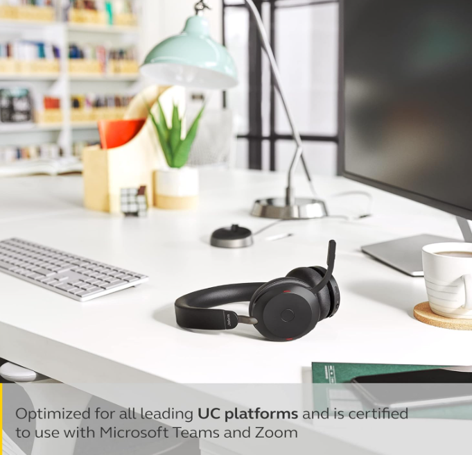 Sendrataj Aŭdiloj Jabra Evolve2 75 por komputilo kun 8-mikrofona teknologio - Duoblaj ŝaŭmaj stereaj aŭdiloj kun alĝustigebla progresinta aktiva bruo-nuligo, USB-C Bluetooth-adaptilo kaj UC-kongrueco - Nigraj