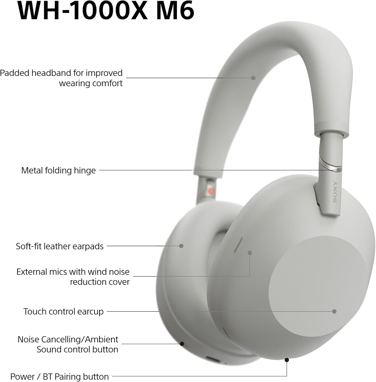 Sony WH-1000XM6 Flagship Noise Cancelling Over-Ear Wireless Bluetooth Headphones, Signature Hi-Res Sound, Ultimate Comfort, Foldable Design, Durable Case, 30 HR Battery, iOS & Android