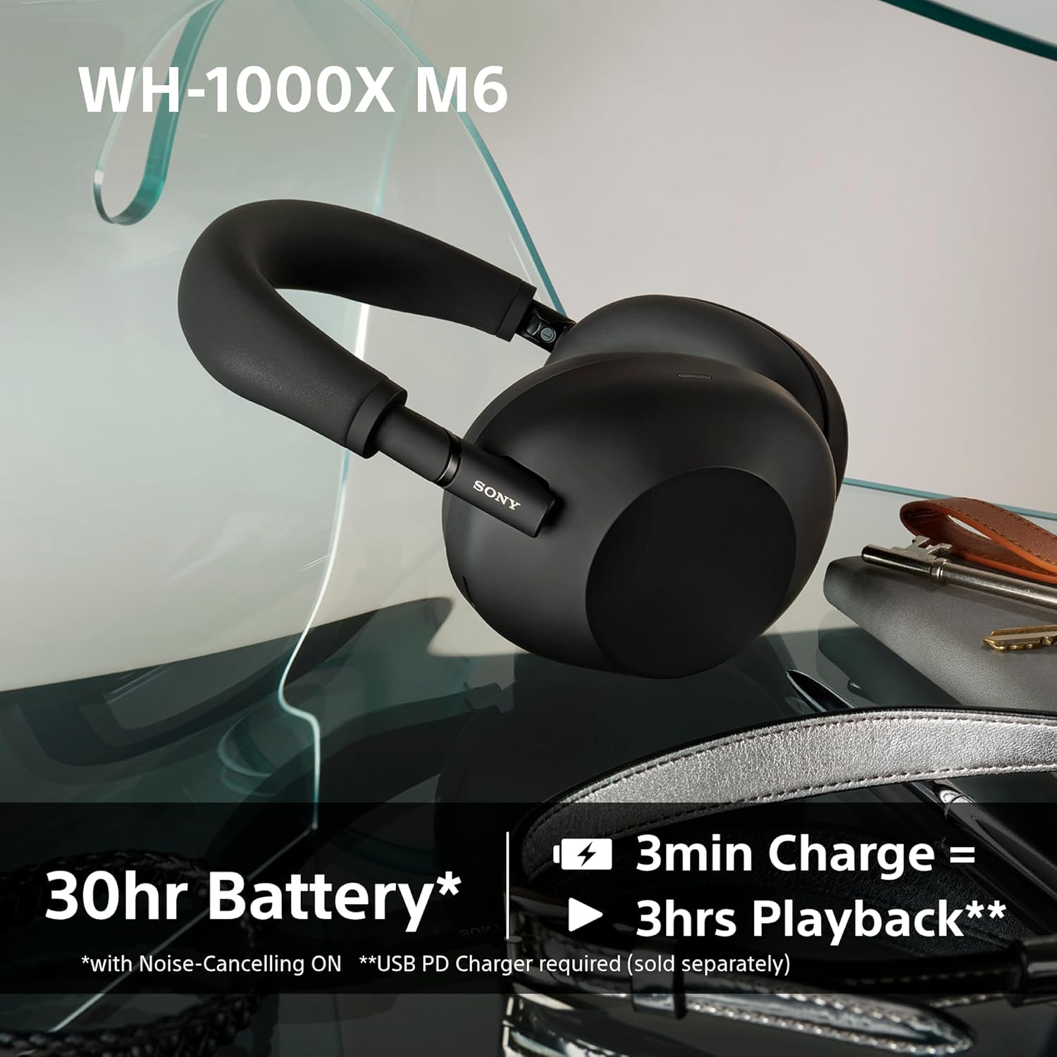 Sony WH-1000XM6 Flagship Noise Cancelling Over-Ear Wireless Bluetooth Headphones, Signature Hi-Res Sound, Ultimate Comfort, Foldable Design, Durable Case, 30 HR Battery, iOS & Android